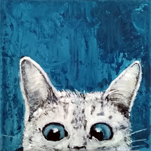 Katze Nosy - Leinwand-Druck  | 20x 20 cm