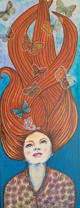 Schmetterlinge im Haar | Druck auf Leinwand