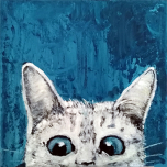 Katze Nosy - Leinwand-Druck  | 20x 20 cm